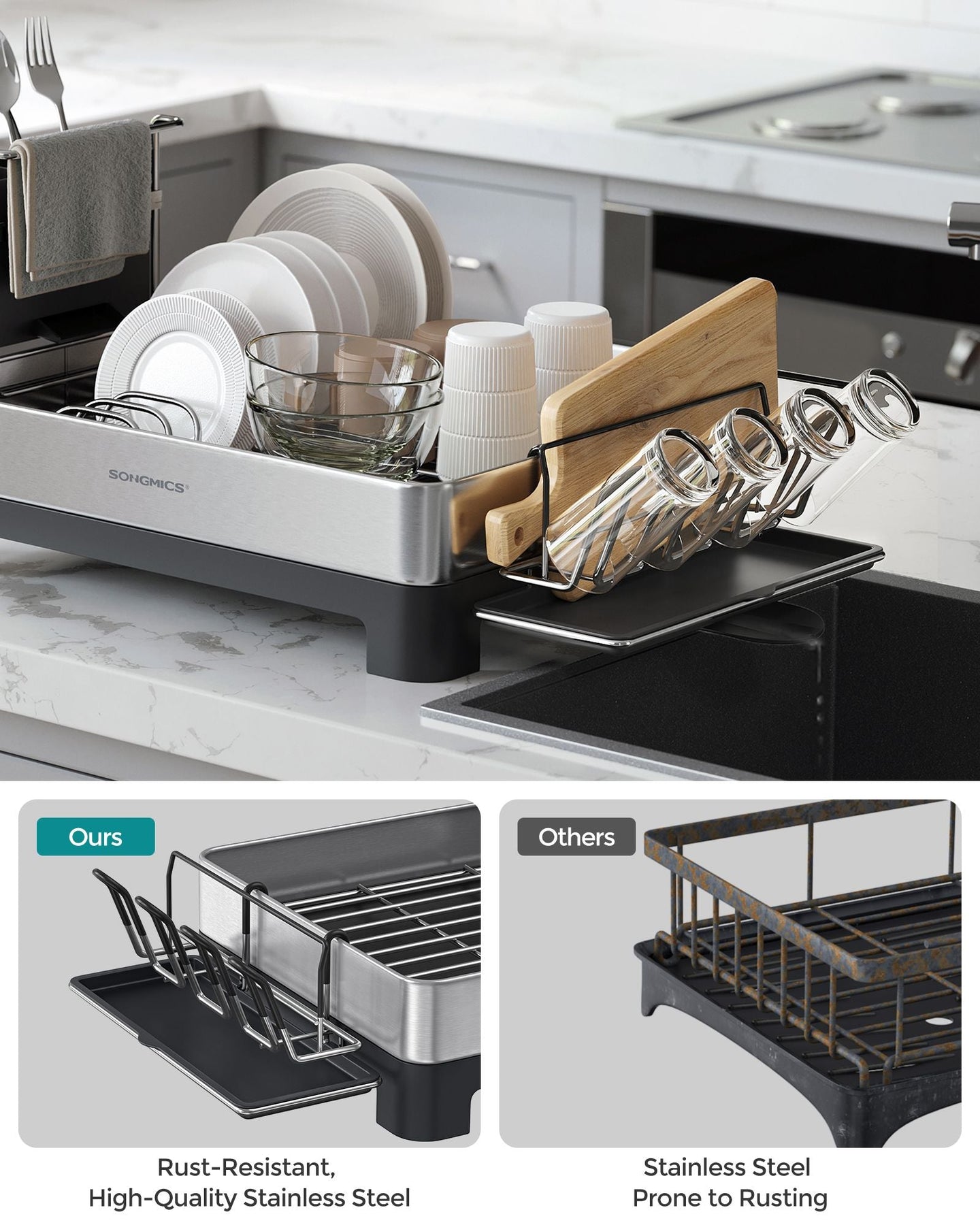 Dish Drying Rack - Stainless Steel - Fingerprint-Resistant