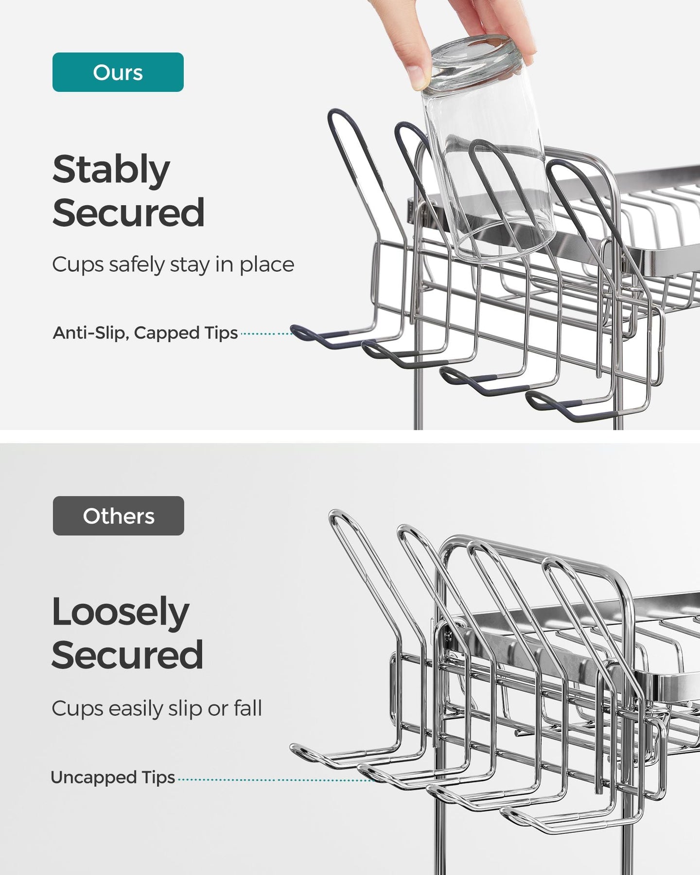 2-Tier Dish Drainer - Metal - Silver - Rotatable and Extendable Drain Spout with Draining Board and Drip Tray