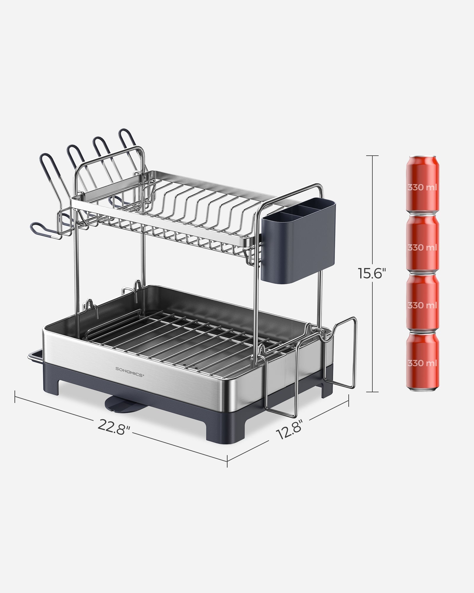 2-Tier Dish Rack - Metal - Adjustable