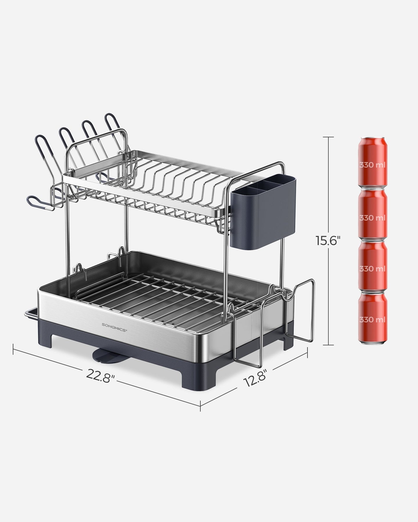 2-Tier Dish Rack - Metal - Adjustable