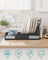 Dish Drying Rack - Stainless Steel - Silver and Black - Mini Design with Drain and Utensil Holder