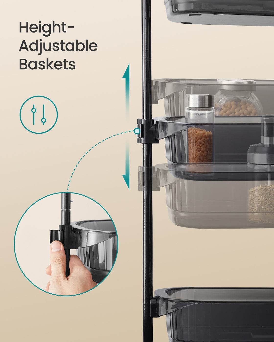 Over-the-Door Pantry Storage Organiser - 30L - Steel - 6-Tier Hanging Rack
