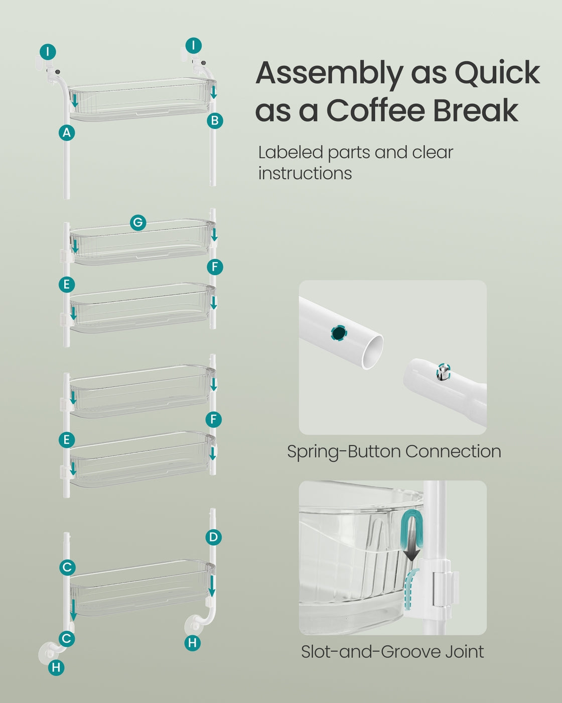 Over-the-Door Pantry Storage Organiser - 22L - Steel - 6-Tier Design