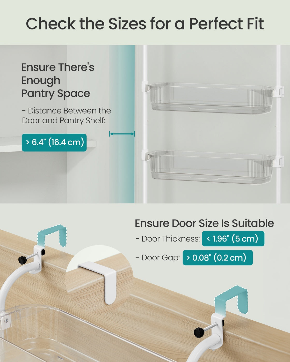 Over-the-Door Pantry Storage Organiser - 22L - Steel - 6-Tier Design