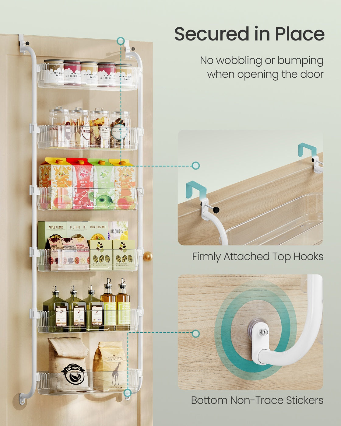 Over-the-Door Pantry Storage Organiser - 22L - Steel - 6-Tier Design