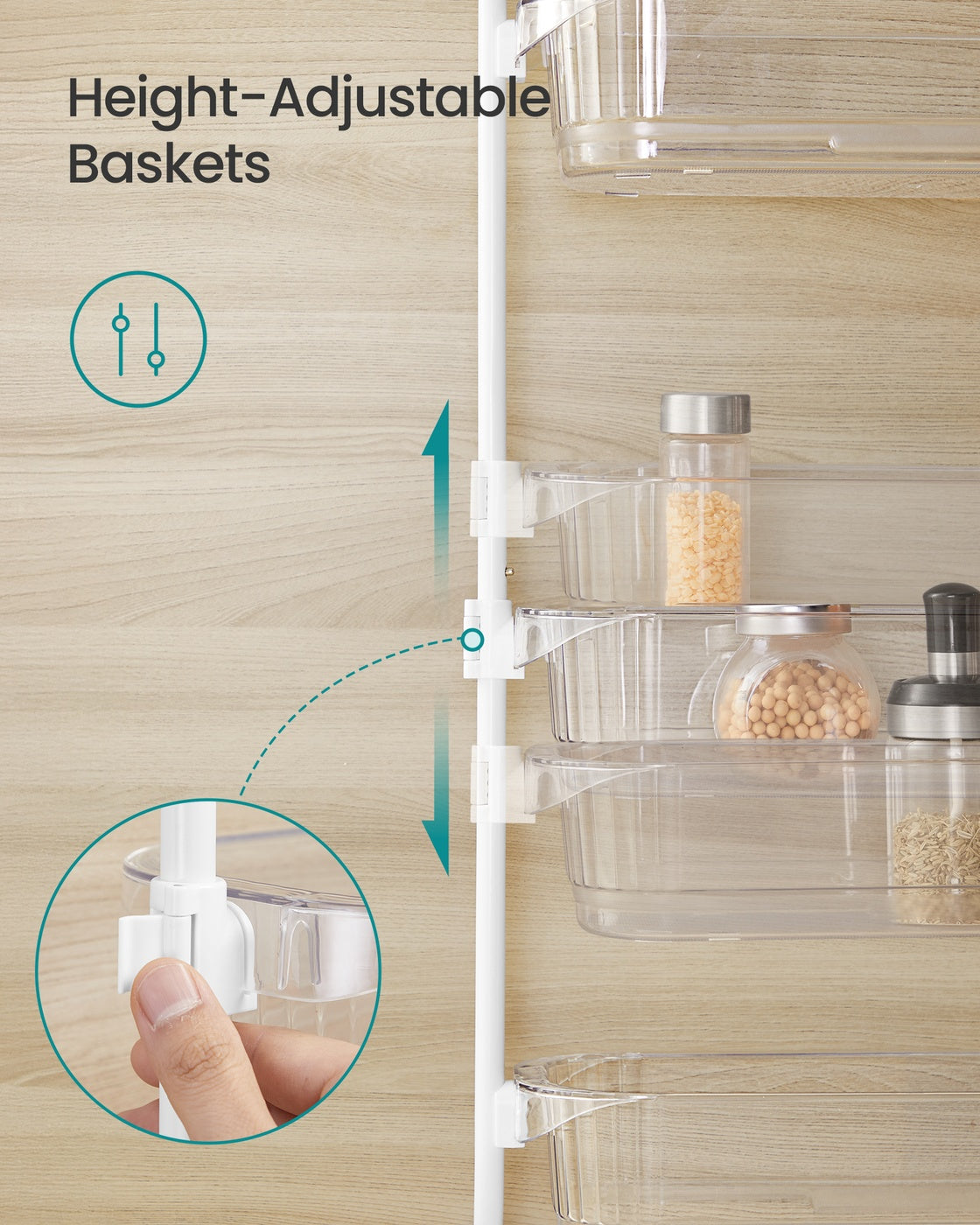 Over-the-Door Pantry Storage Organiser - 22L - Steel - 6-Tier Design
