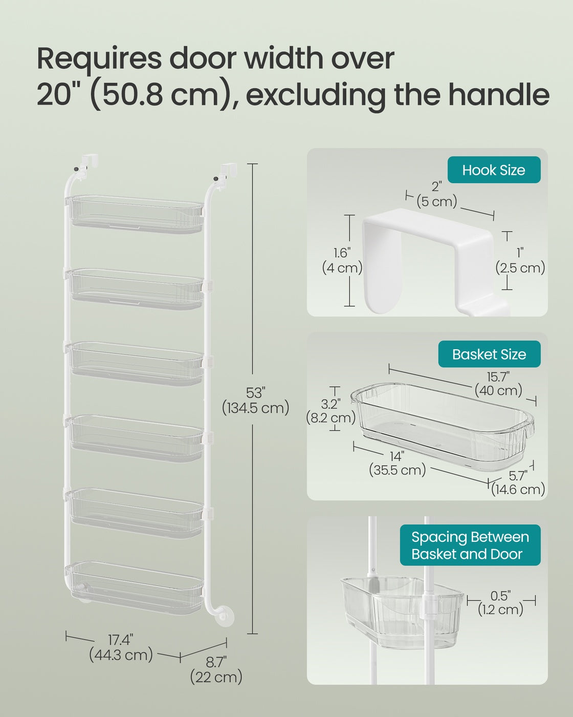 Over-the-Door Pantry Storage Organiser - 22L - Steel - 6-Tier Design