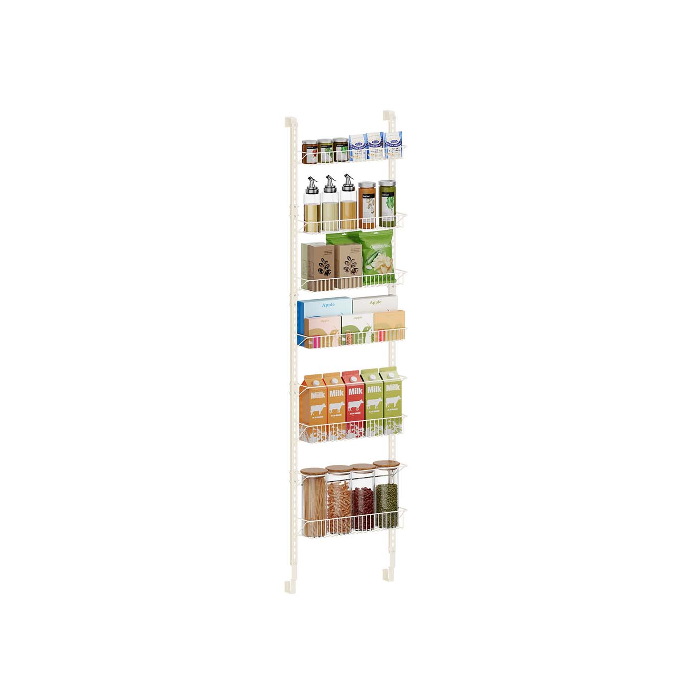 Wall-Mounted Spice Rack - Metal - Ink Black - Six Adjustable Baskets