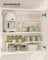 Extendable Kitchen Organiser Shelf - Bamboo - Cream White - Stackable Storage Solution