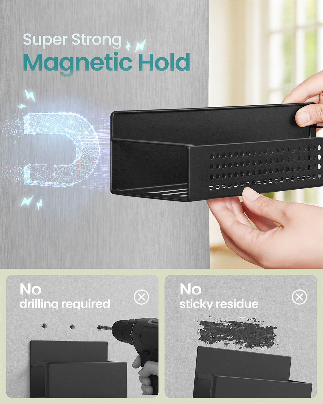 Magnetic Spice Rack Set - Metal - Ink Black - No Drilling Required