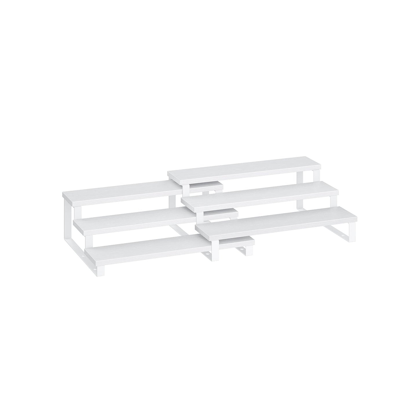 3-Tier Extendable Cabinet Shelf Organisers - Stackable Set of 2 - Engineered Wood - Snow White