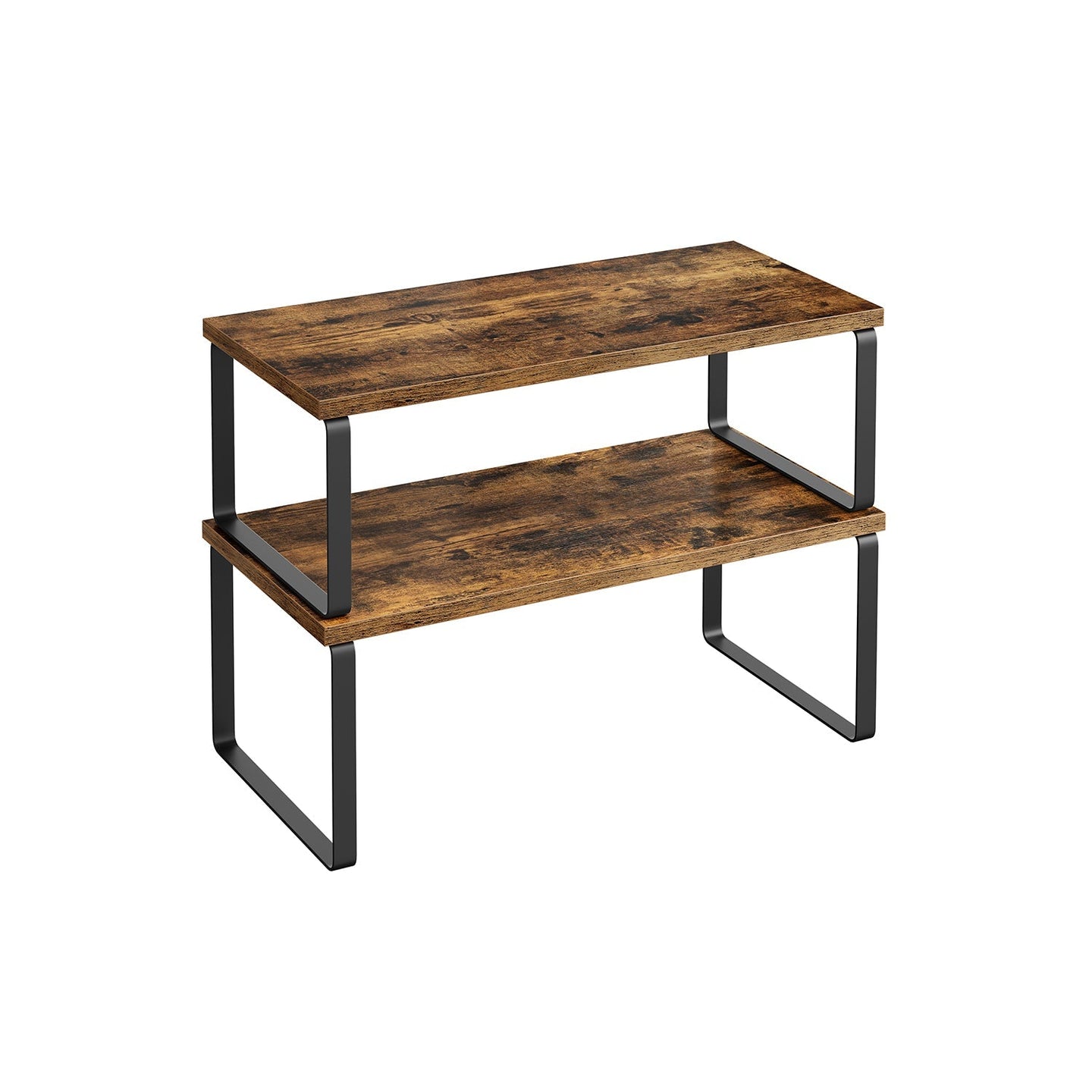 Set of 2 Cupboard Shelf Organisers - Metal - Expandable and Stackable