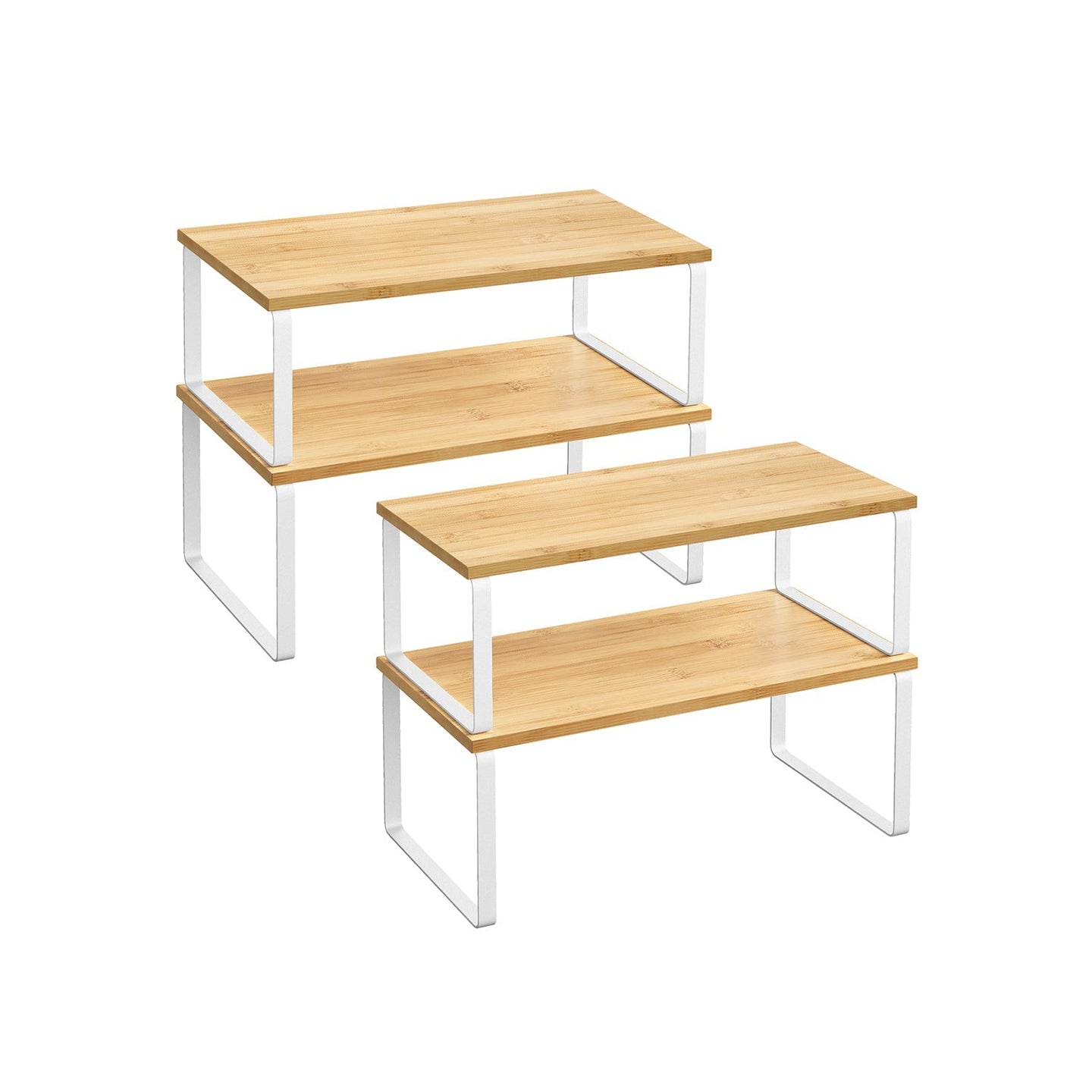 Set of 2 Cupboard Shelf Organisers - Metal - Expandable and Stackable