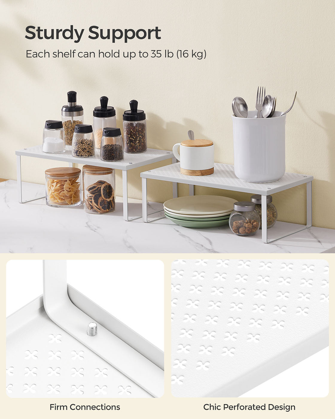 Spice Racks - Metal - White - Set of 2