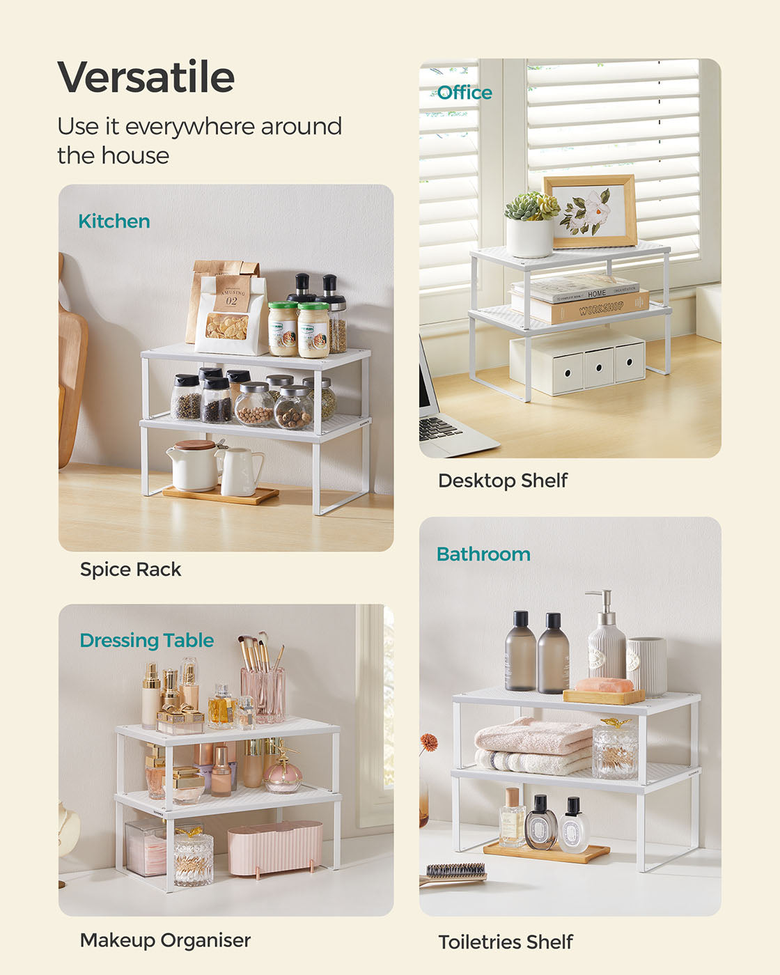 Spice Racks - Metal - White - Set of 2