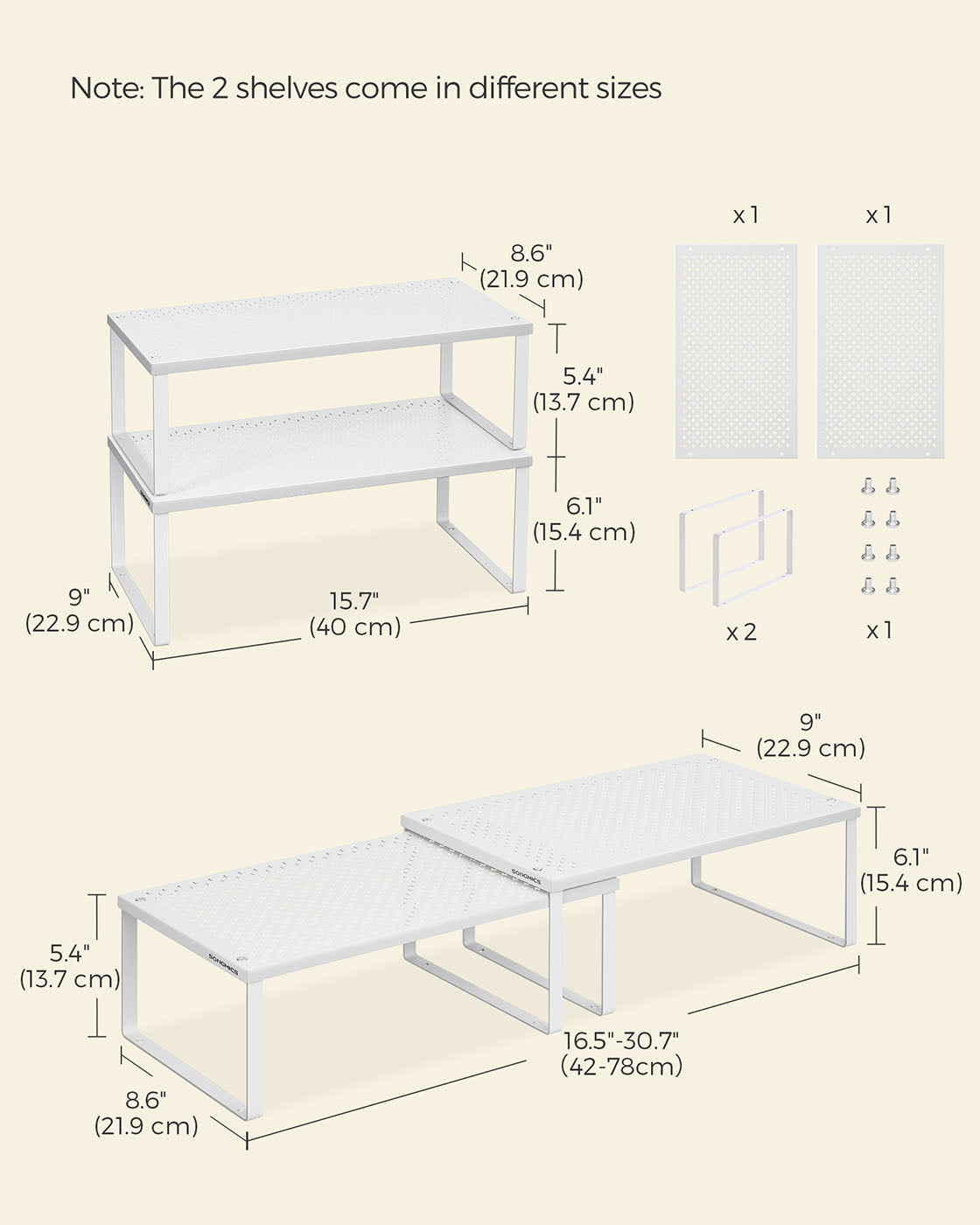 Spice Racks - Metal - White - Set of 2