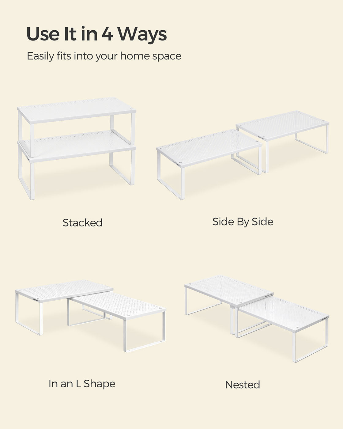 Spice Racks - Metal - White - Set of 2