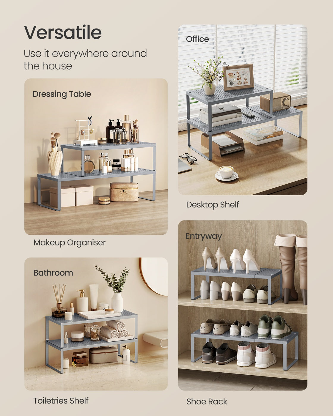 Kitchen Spice Rack - 2 Shelves - Steel - Extendable Design