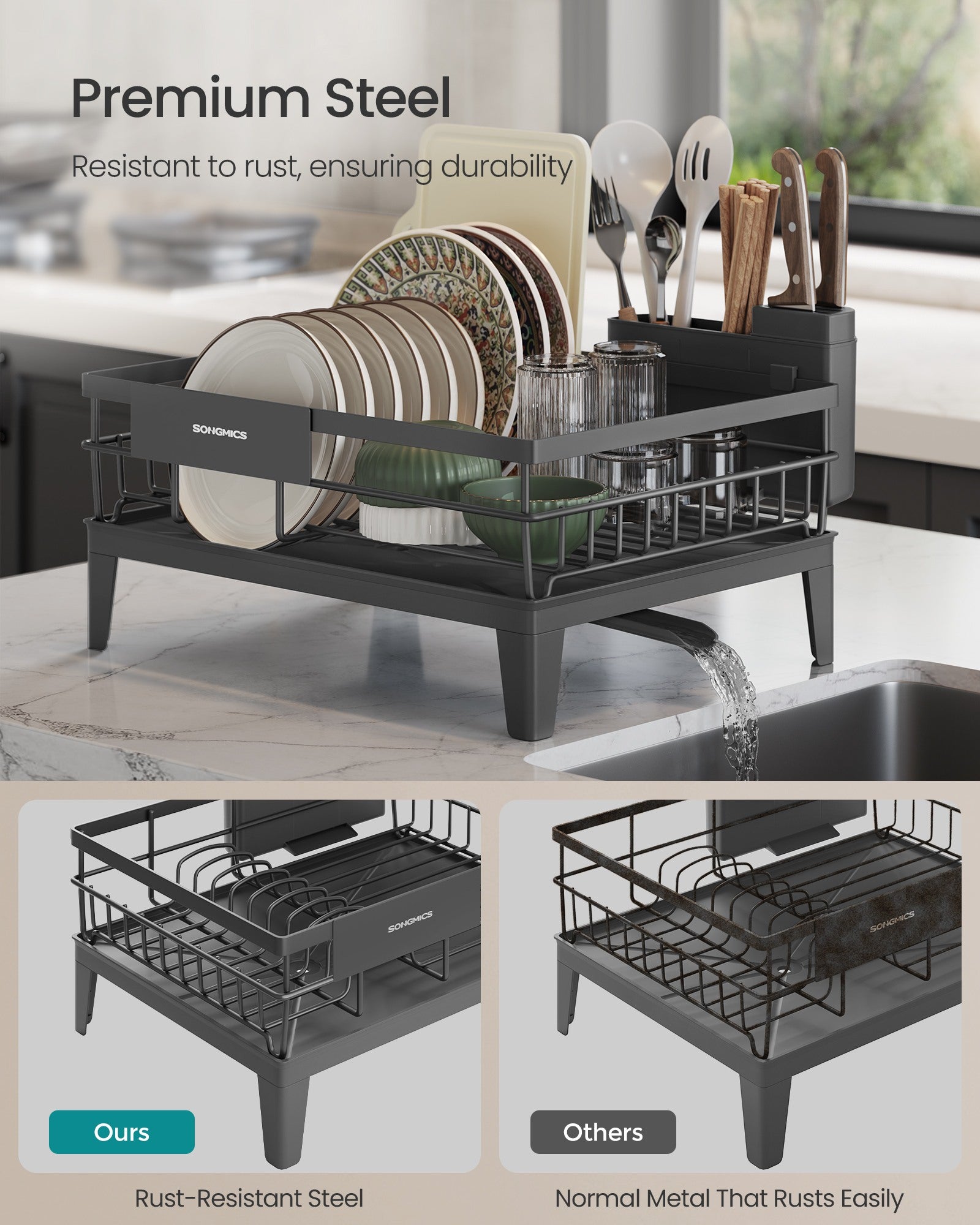 Kitchen Shelf - Storage Rack - Anthracite Grey - 31 x 42 x 18.5 cm