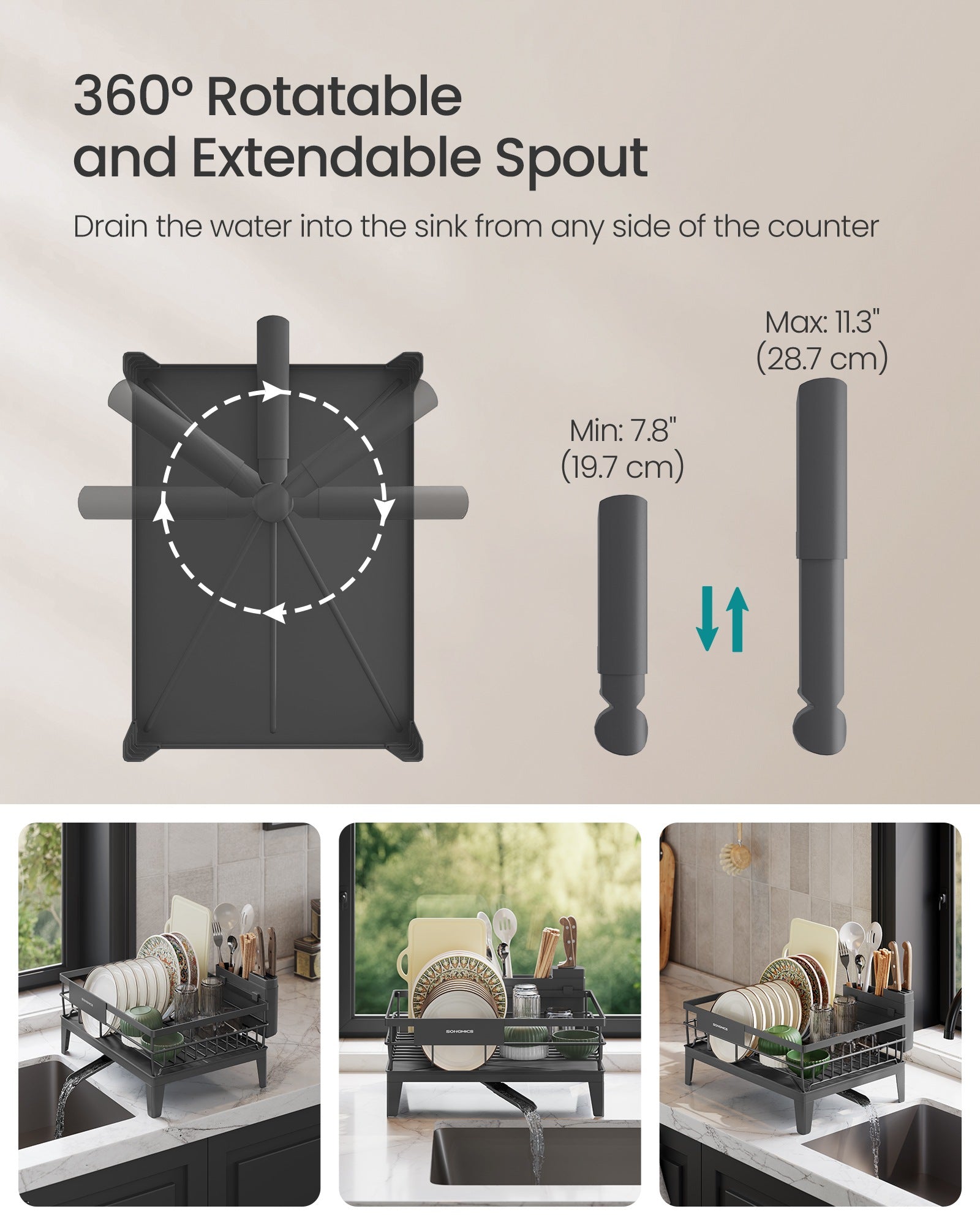 Kitchen Shelf - Storage Rack - Anthracite Grey - 31 x 42 x 18.5 cm