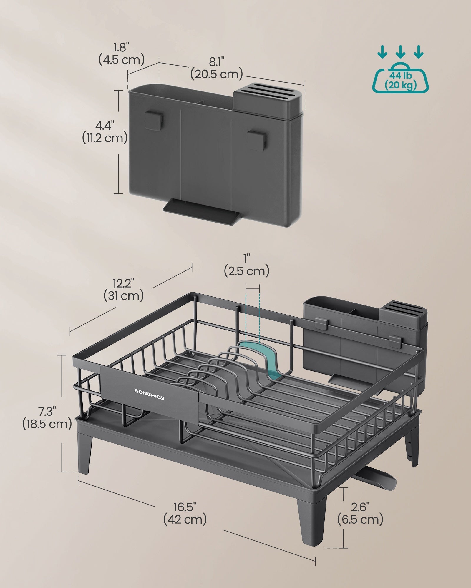 Kitchen Shelf - Storage Rack - Anthracite Grey - 31 x 42 x 18.5 cm