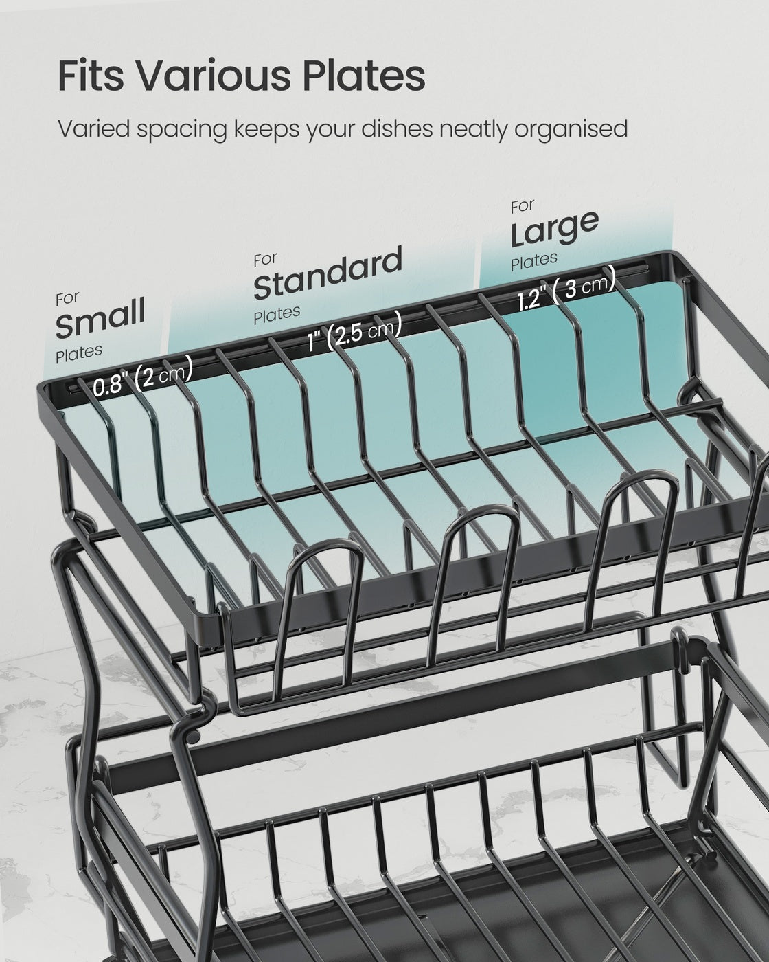 Dish Drying Rack Rotatable Extendable Spout Cutlery Holder Anthracite Grey - Steel and Plastic - Slate Grey