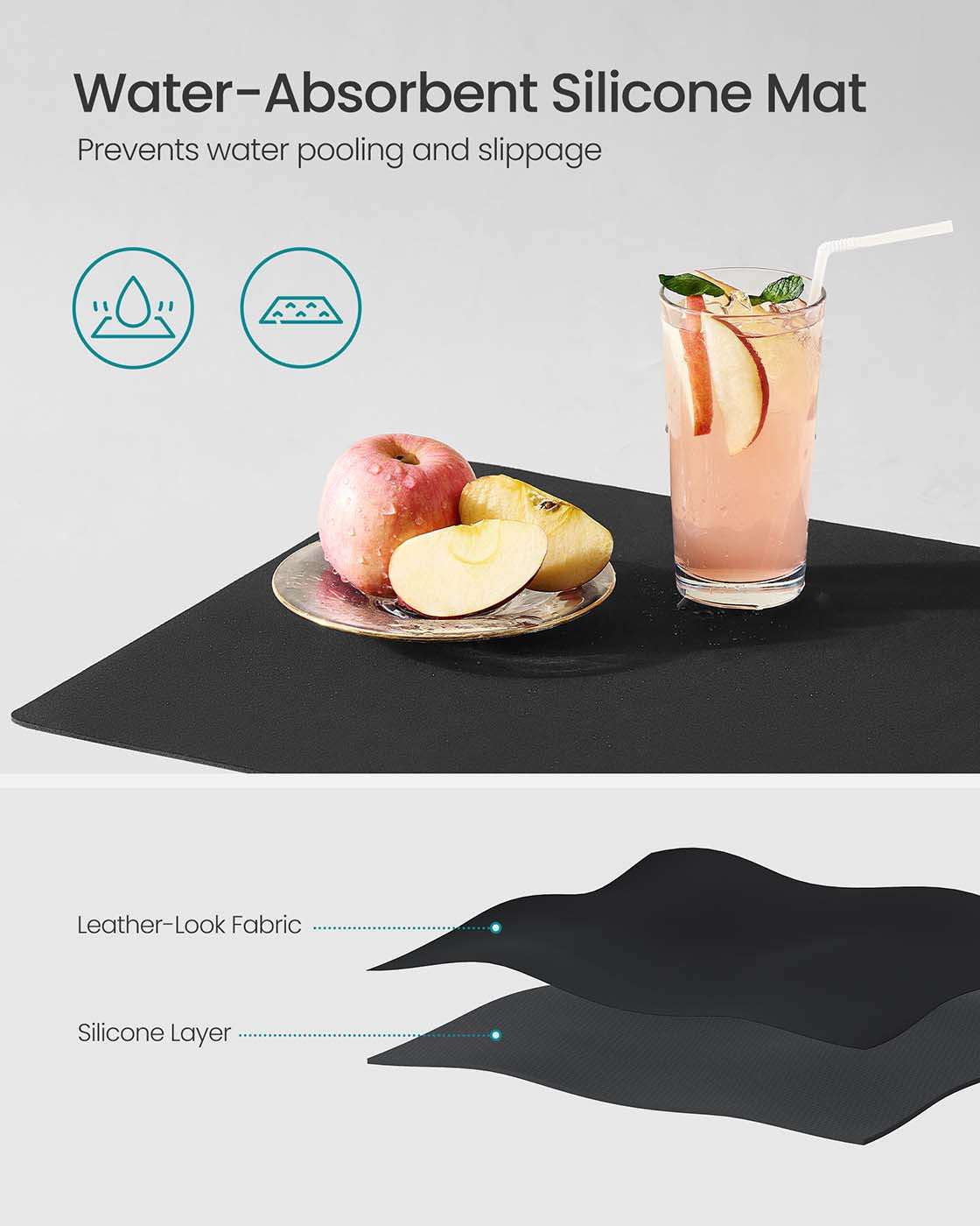 Dish Drying Rack - Steel - Ink Black - Expandable Design with Silicone Mat