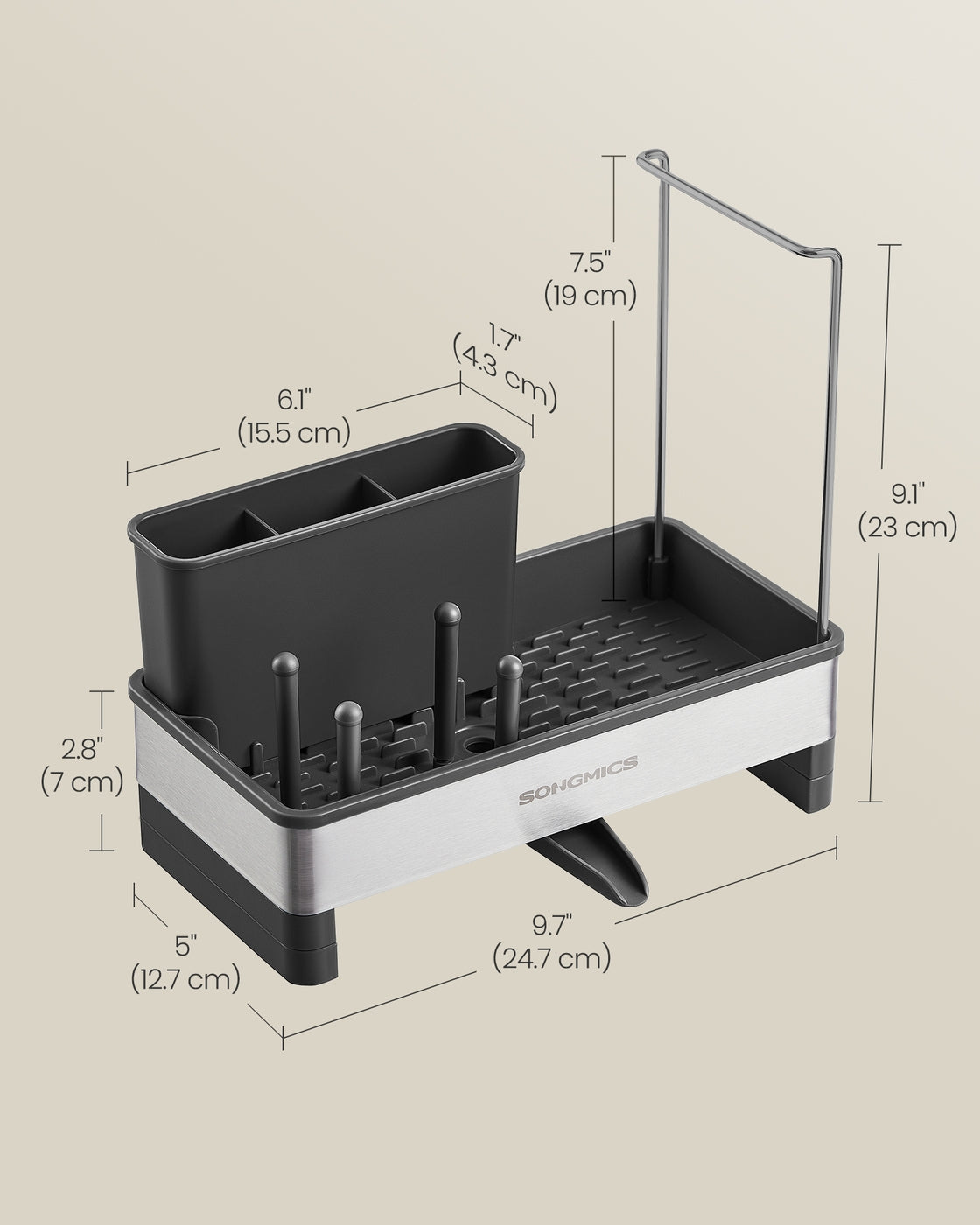 Kitchen Sink Caddy - 12.7L - Stainless Steel - Sponge Holder
