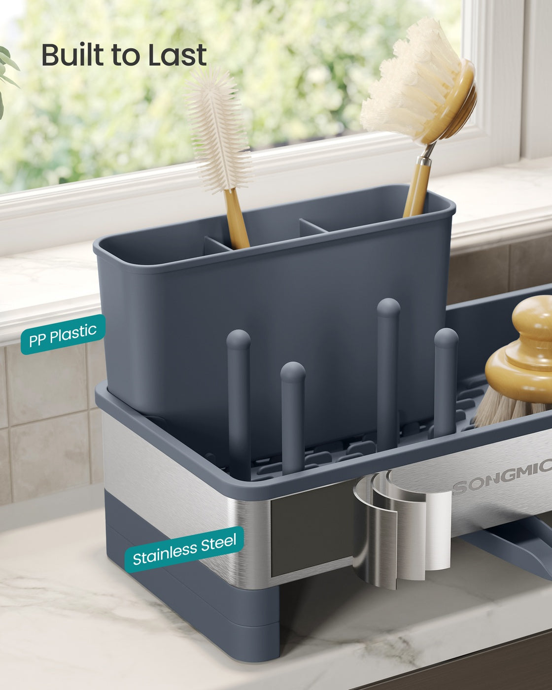 Kitchen Sink Caddy - 1L - Stainless Steel - Sponge Holder