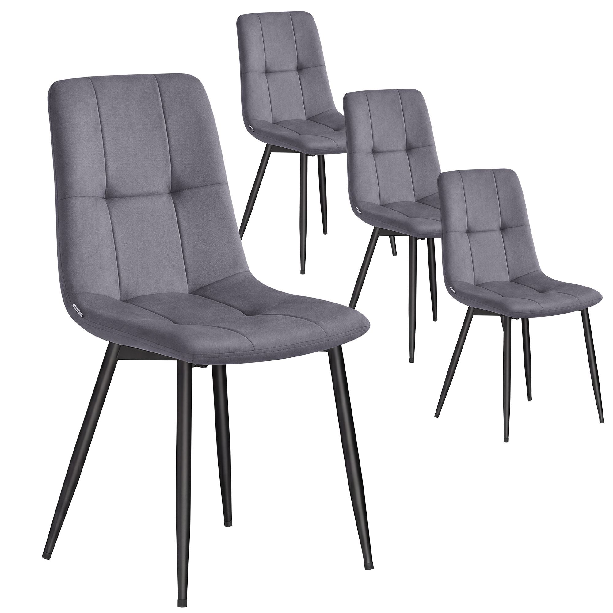 Dining Chairs - Set of 4 - Slate Grey - 51 x 43 x 82 cm