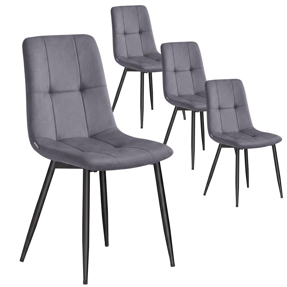 Dining Chairs - Set of 4 - Slate Grey - 51 x 43 x 82 cm