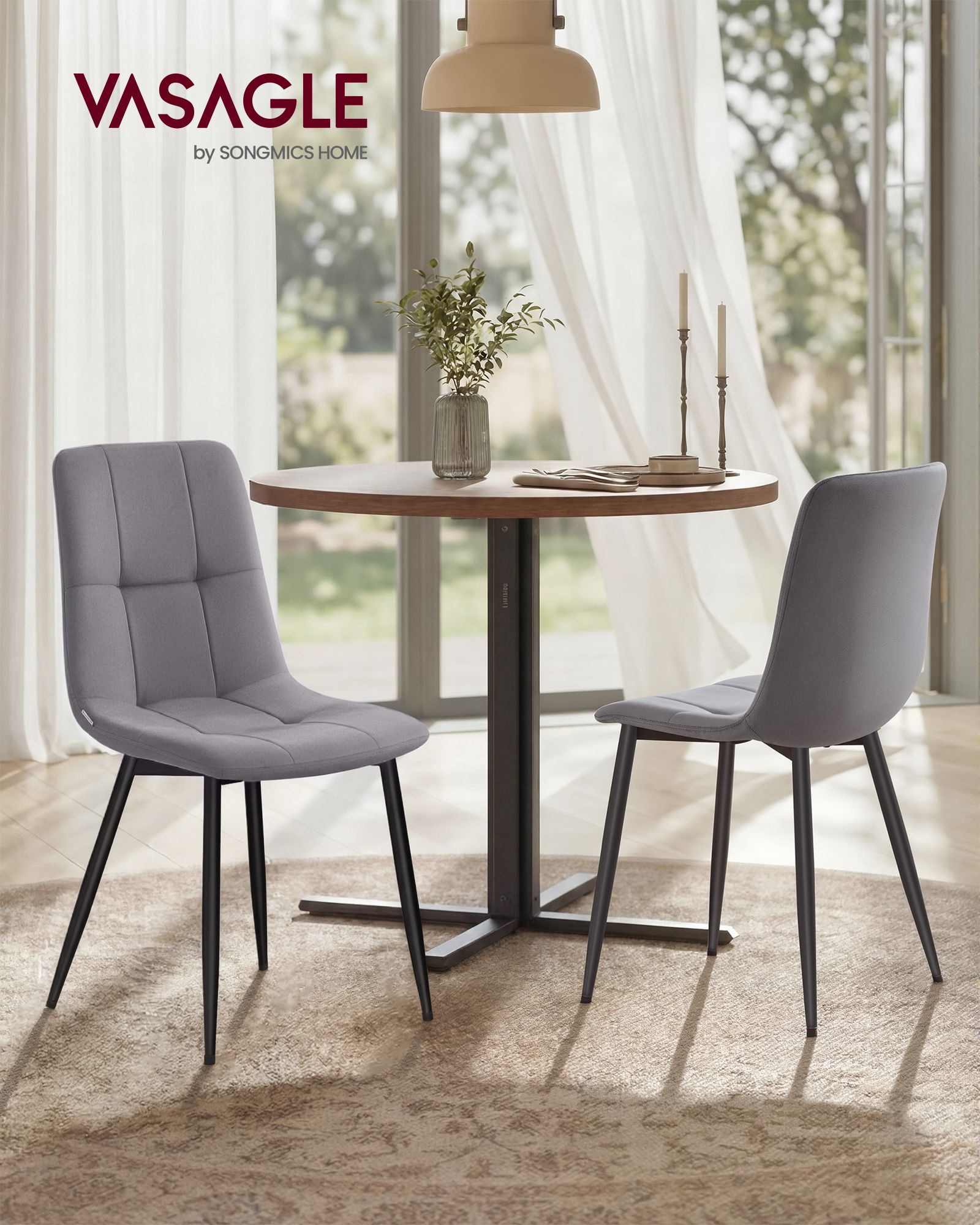 Dining Chairs - Set of 4 - Slate Grey - 51 x 43 x 82 cm
