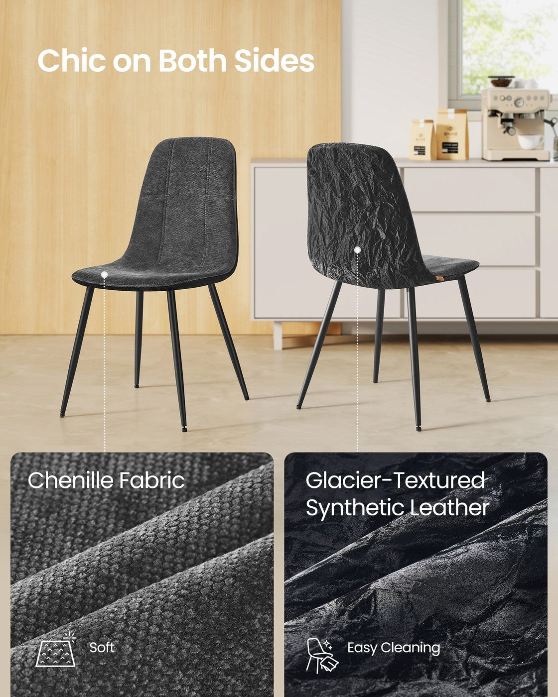 Dining Chairs - Set of 4 - 55 x 43.5 x 85.5 cm