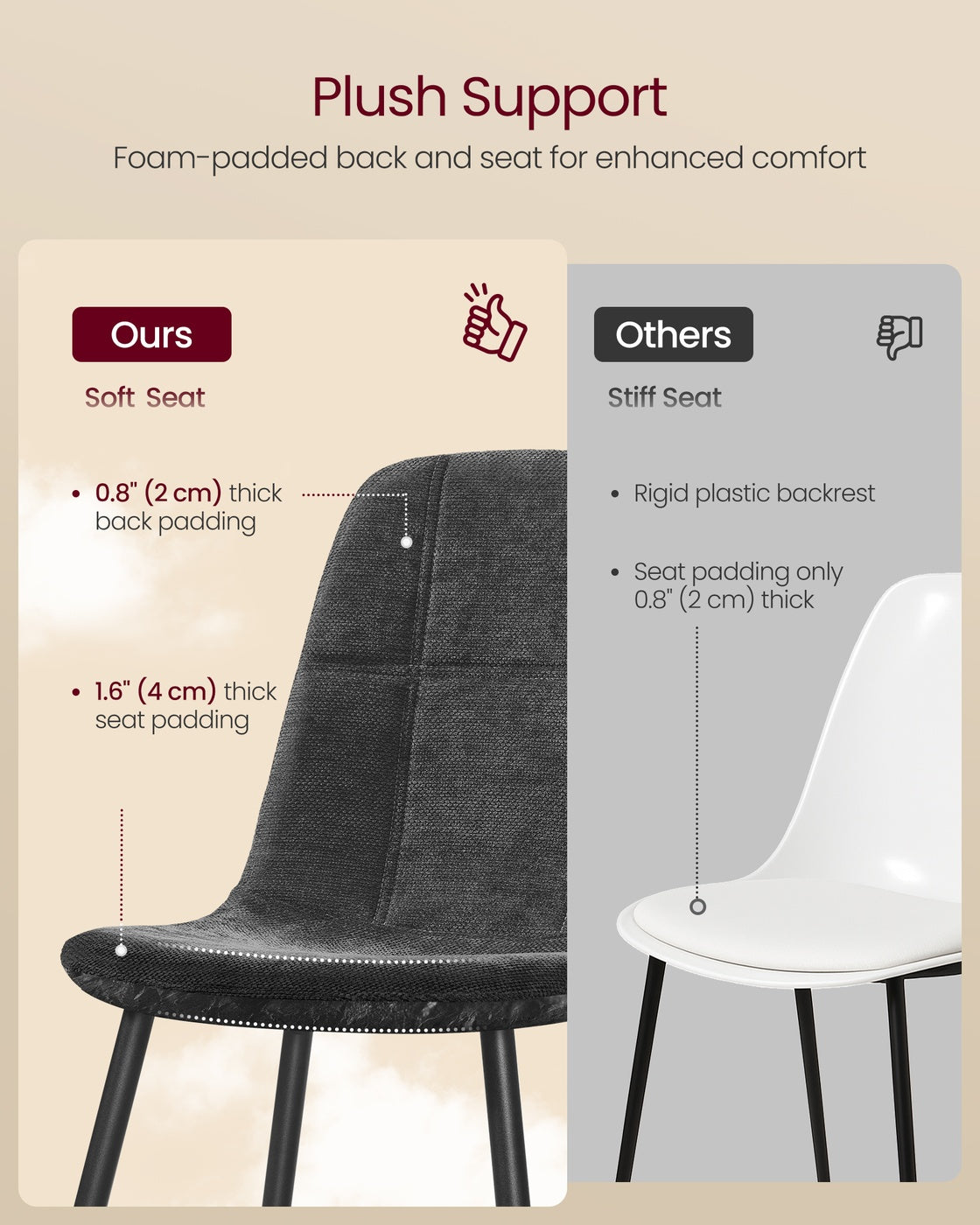 Dining Chairs - Set of 4 - 55 x 43.5 x 85.5 cm