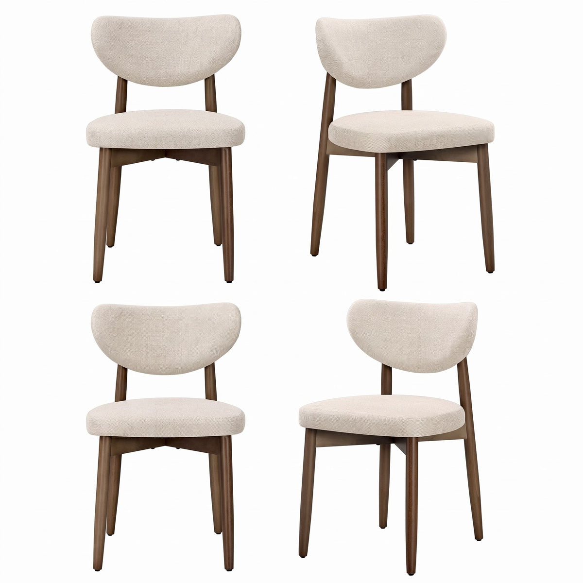 Dining Chairs - Set of 4 - Light Beige - 50 x 51 x 82 cm