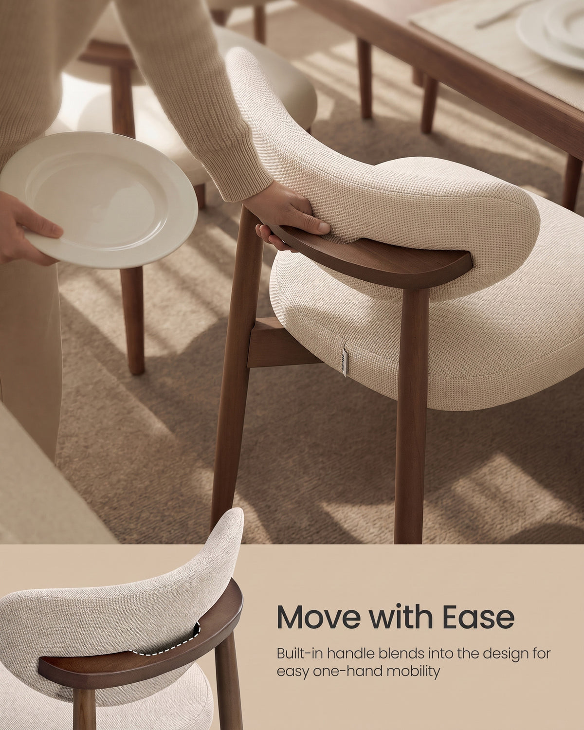 Dining Chairs - Set of 4 - Light Beige - 50 x 51 x 82 cm