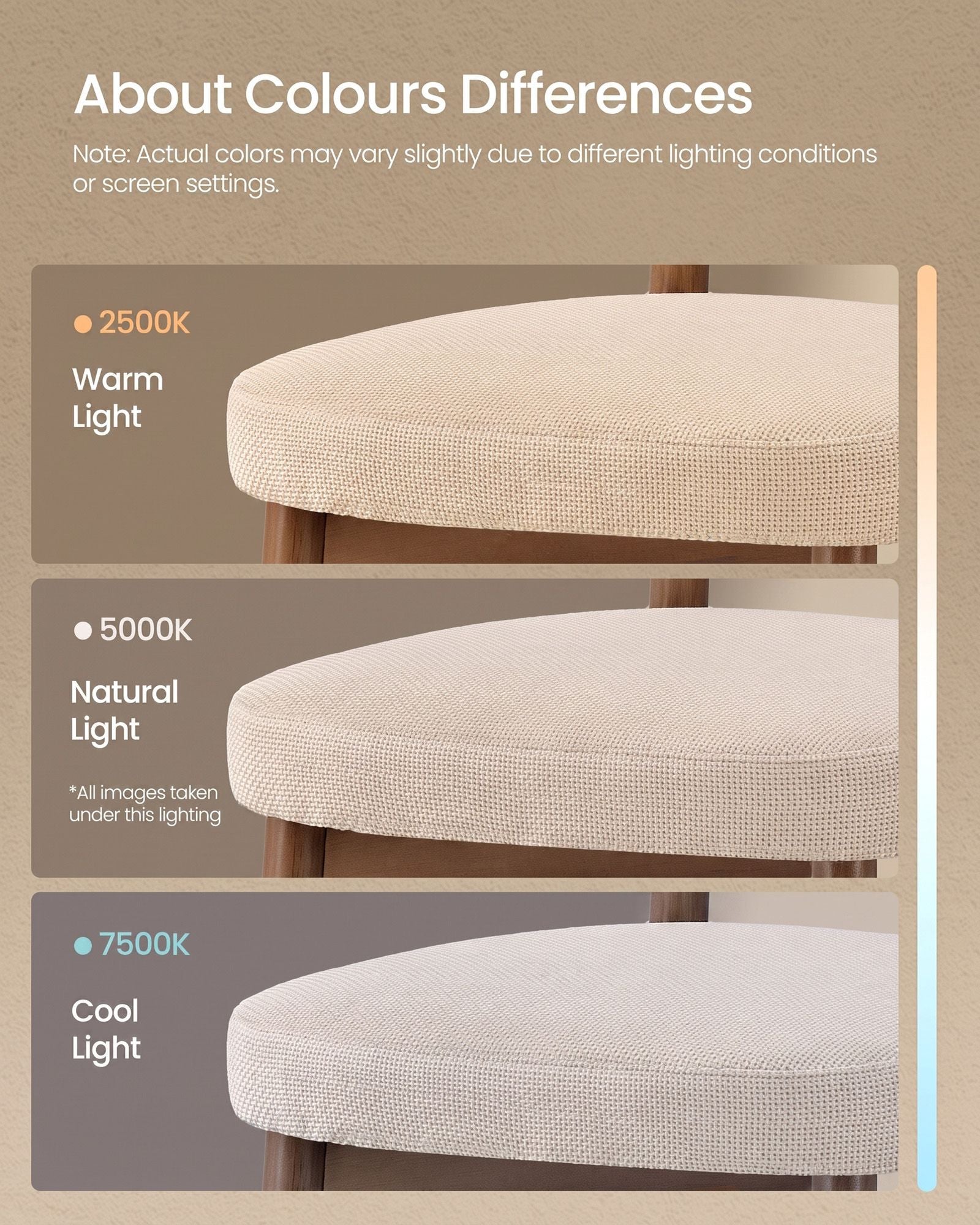 Dining Chairs - Set of 4 - Light Beige - 50 x 51 x 82 cm