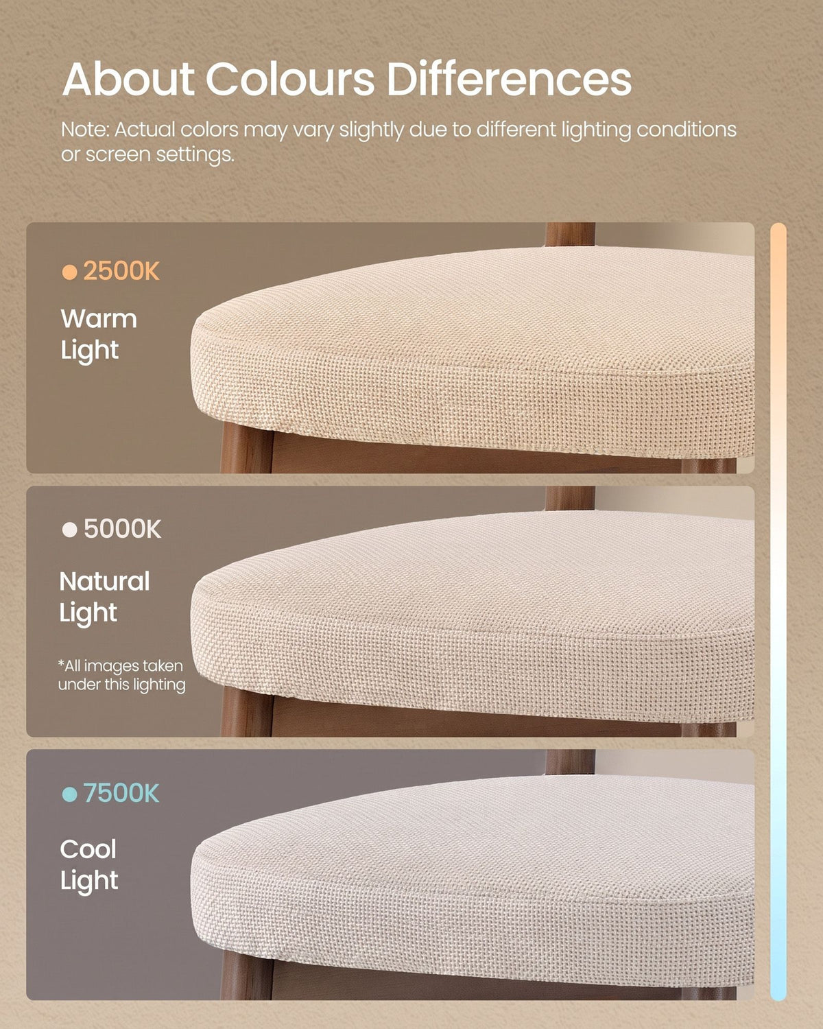 Dining Chairs - Set of 4 - Light Beige - 50 x 51 x 82 cm