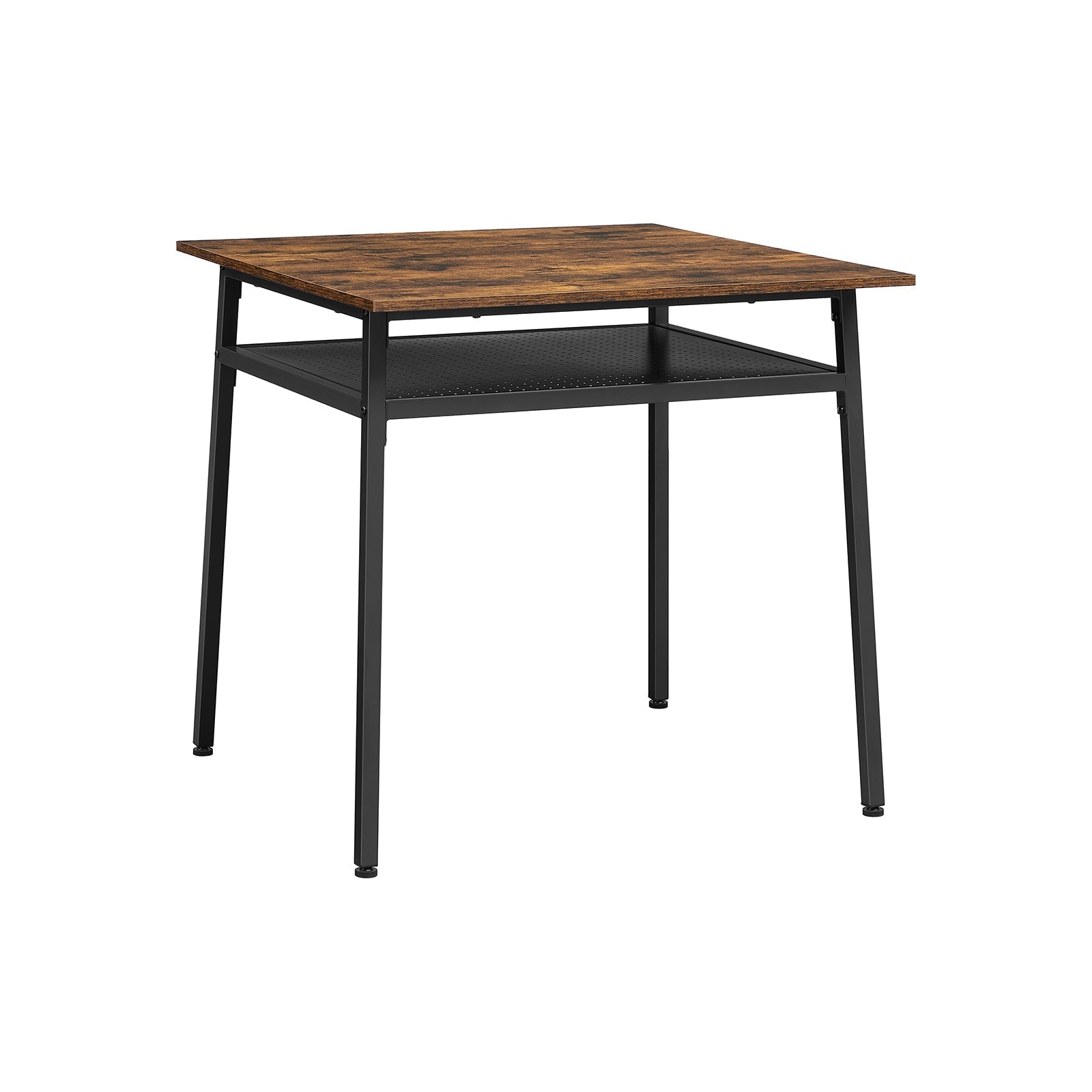 Square Dining Table - Wood - Rustic Brown and Black - Functional Storage for Everyday Needs