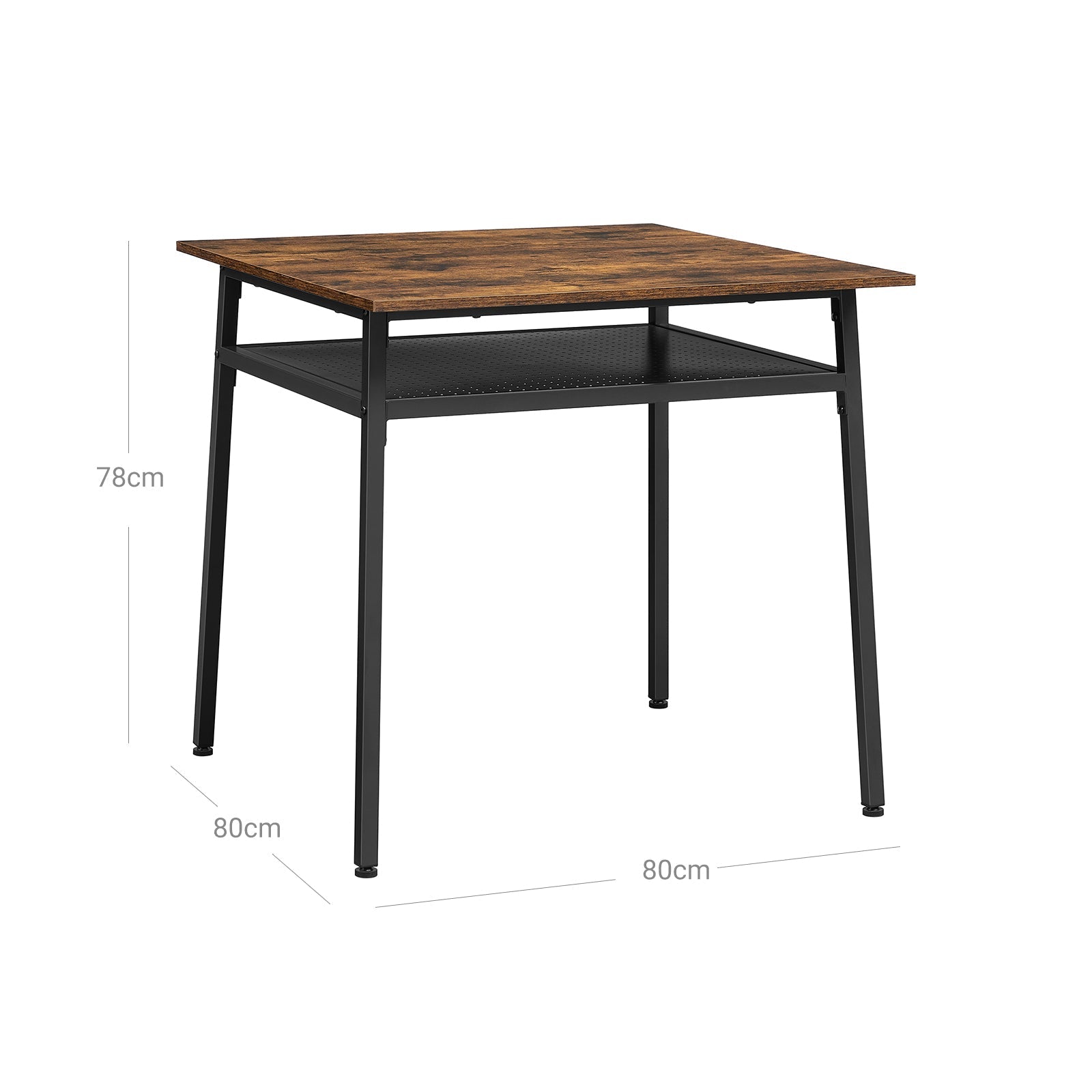 Square Dining Table - Wood - Rustic Brown and Black - Functional Storage for Everyday Needs