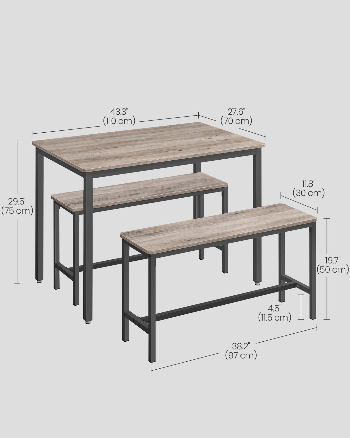 Dining Table Set - Steel Frame - Heather Greige
