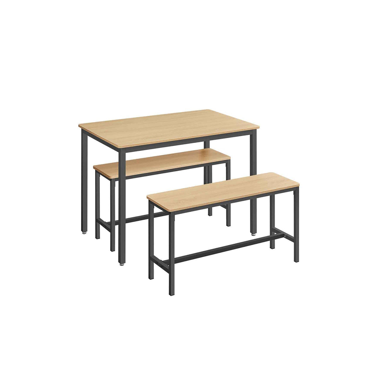 Dining Table Set - Steel - Rustic Brown and Black