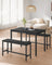 Dining Table Set - Includes 2 Benches - Steel - Rustic Brown and Black