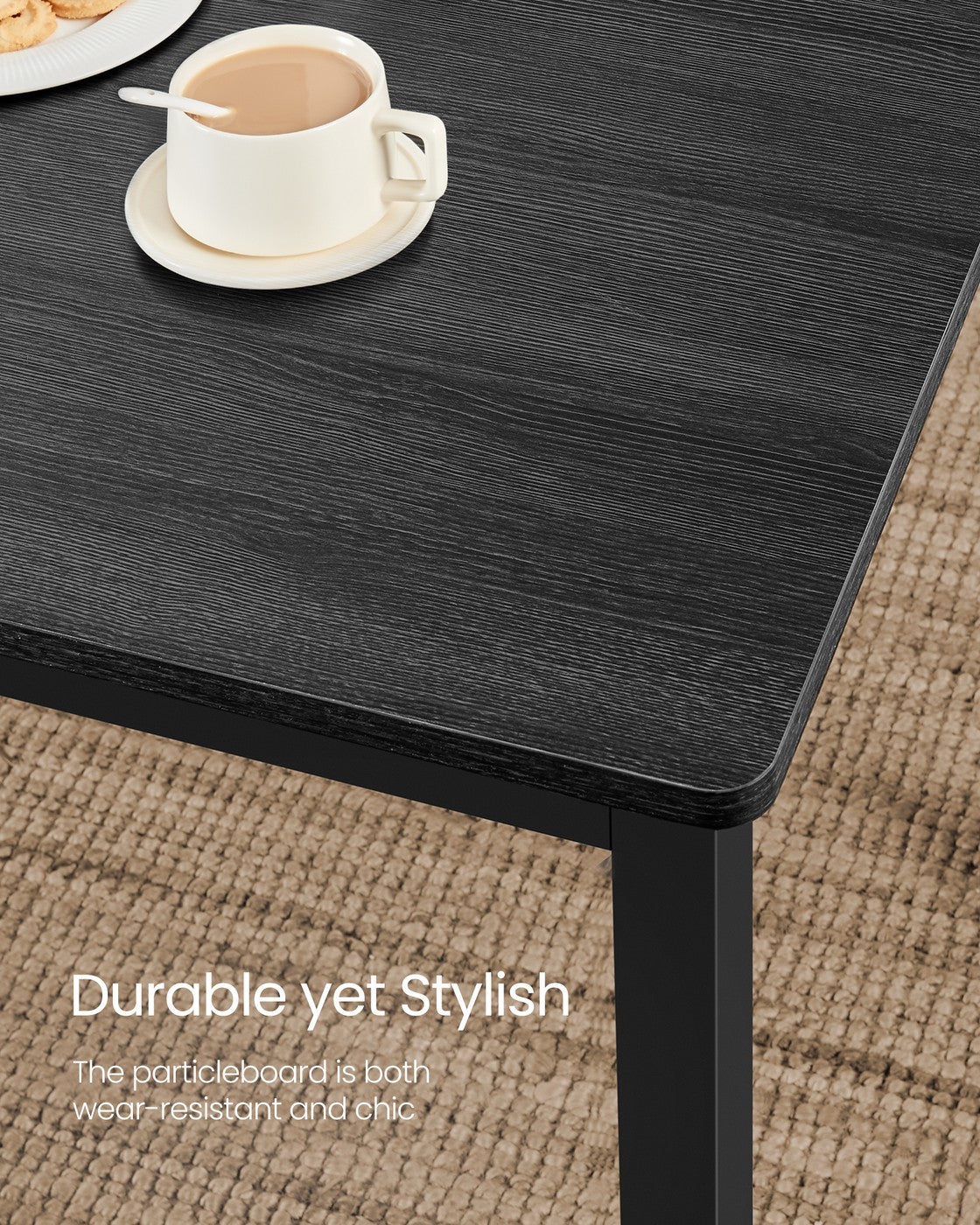 Dining Table Set - Includes 2 Benches - Steel - Rustic Brown and Black