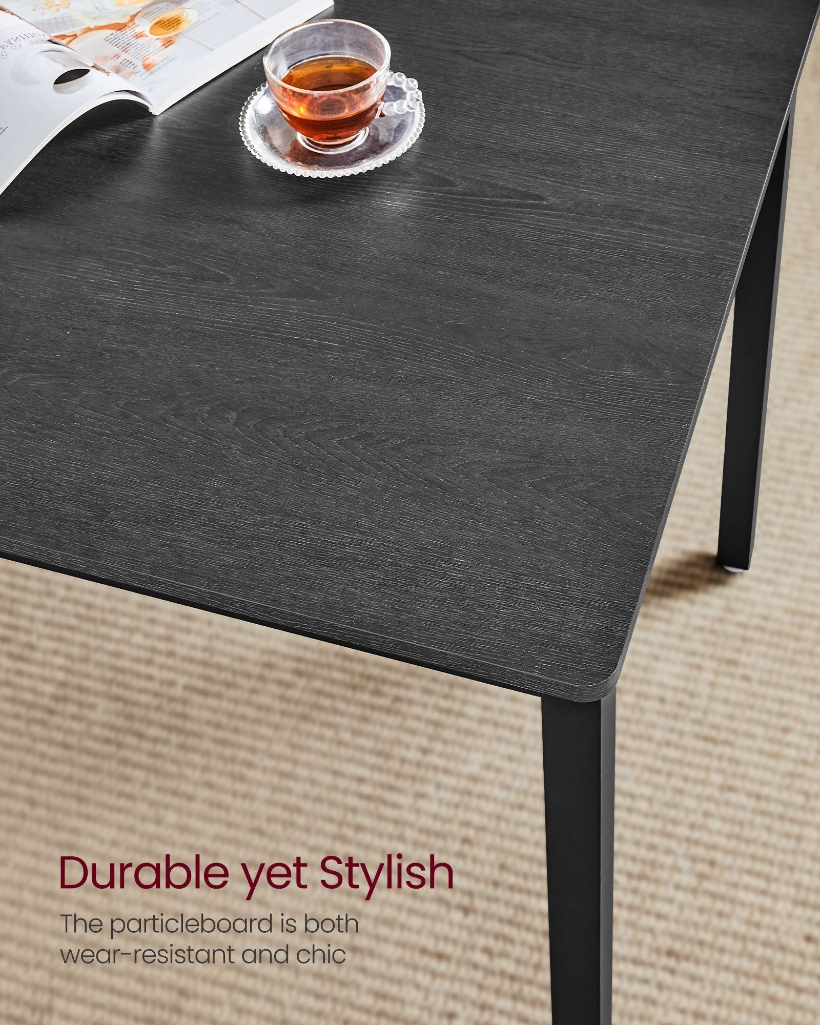 Dining Table Set - Steel - Ash Black and Ink Black