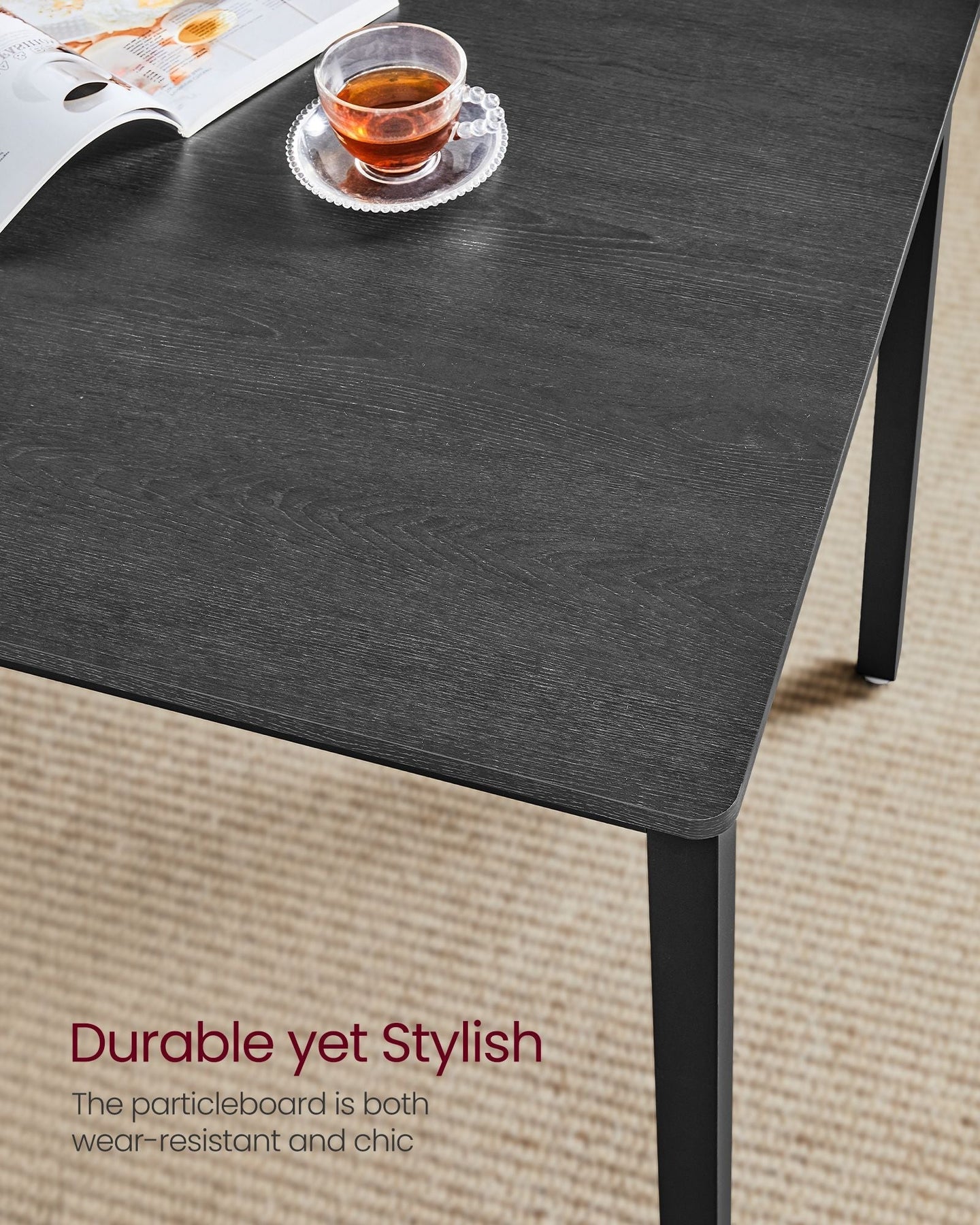 Dining Table Set - Steel - Ash Black and Ink Black