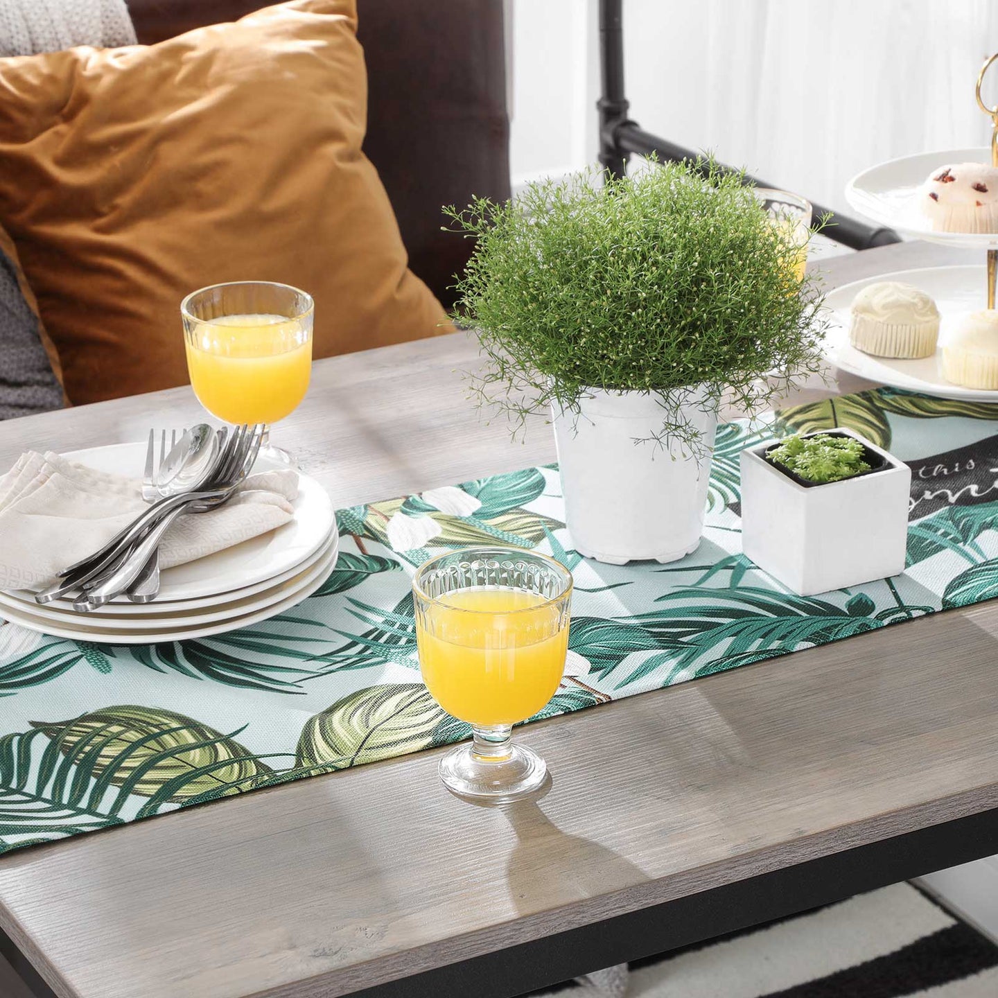 Dining Table - Metal - Greige and Black - Seats 4