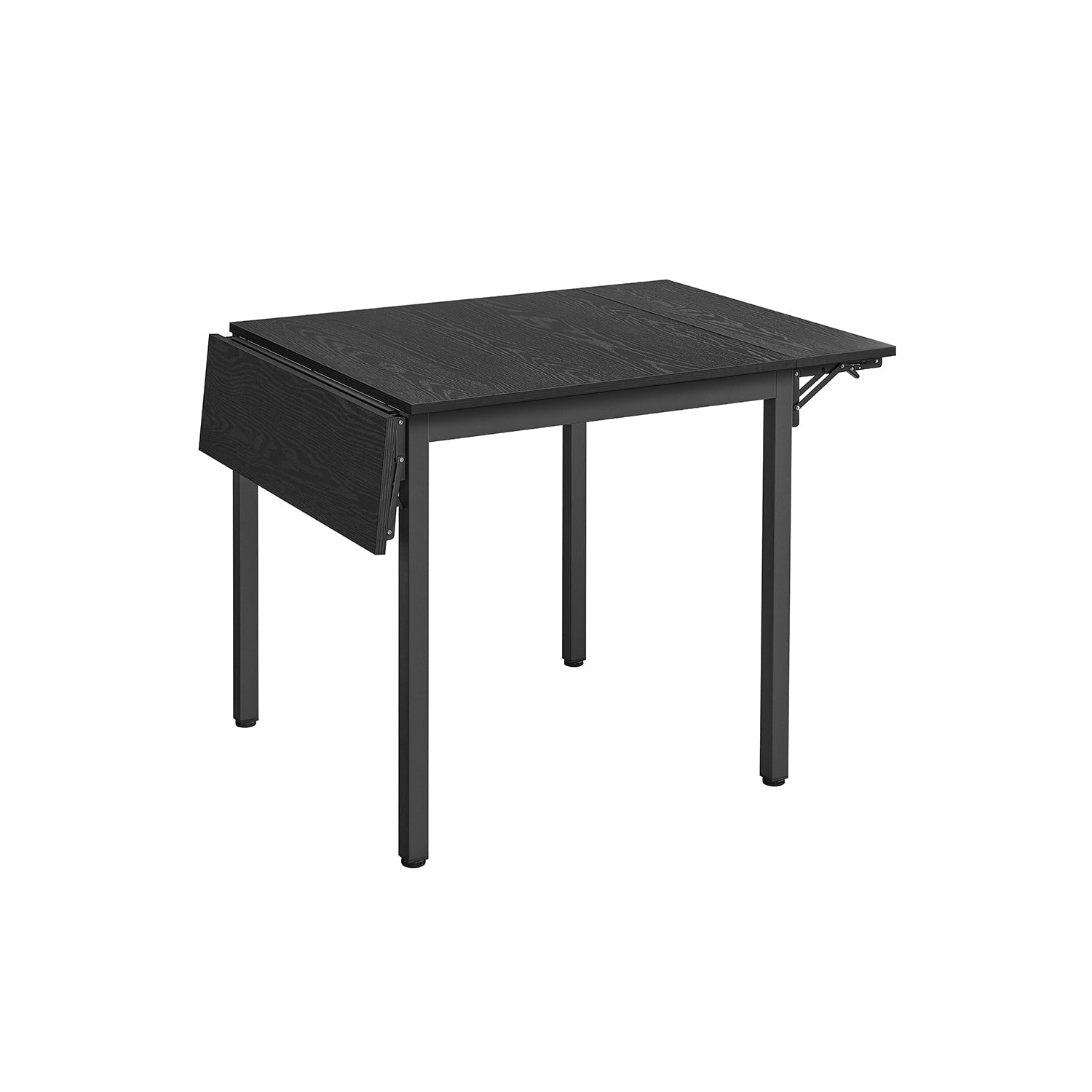 Folding Dining Table - MDF - Ebony Black - Extendable for Small Spaces
