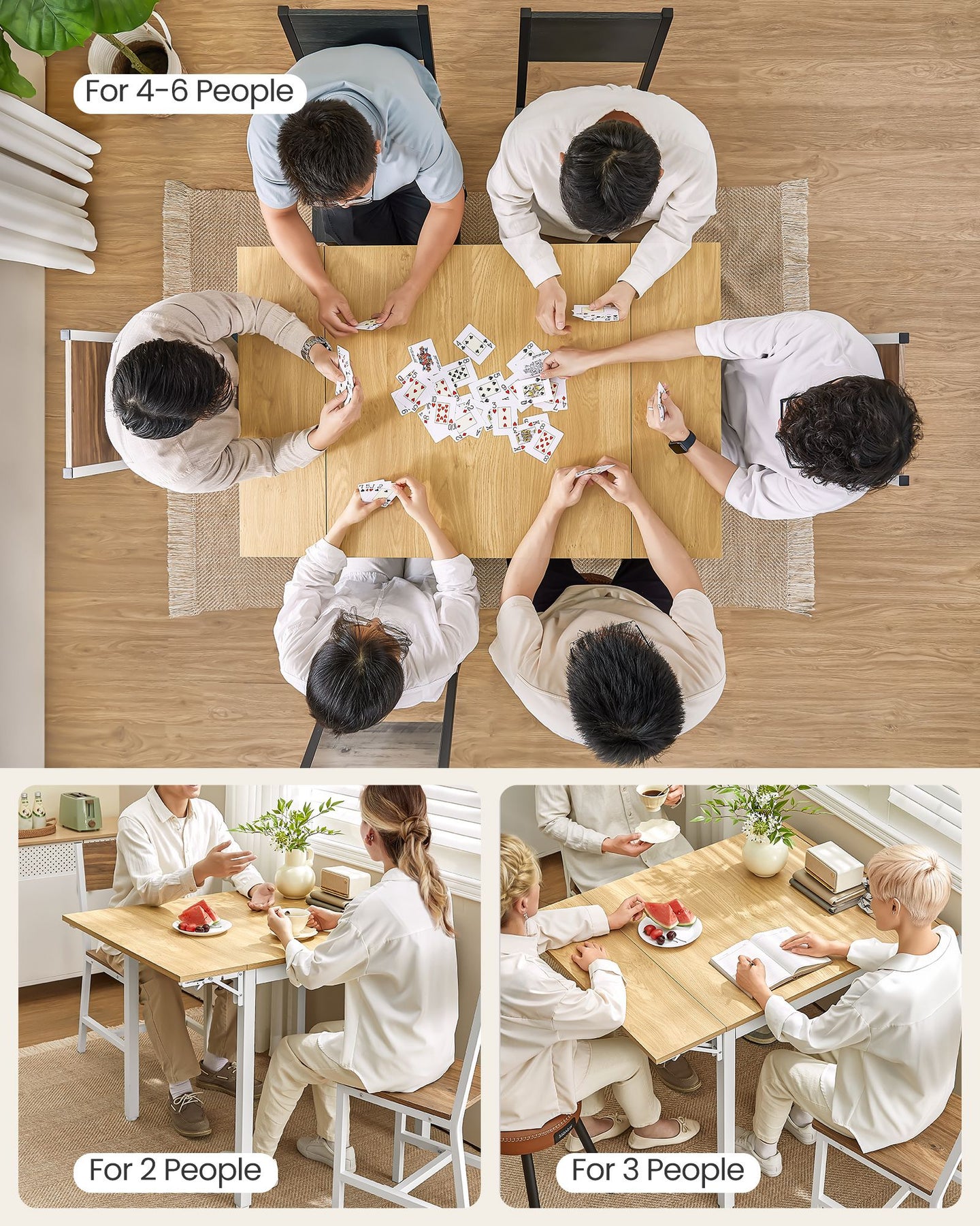Folding Dining Table - Natural Oak - Extendable for 2-4 People