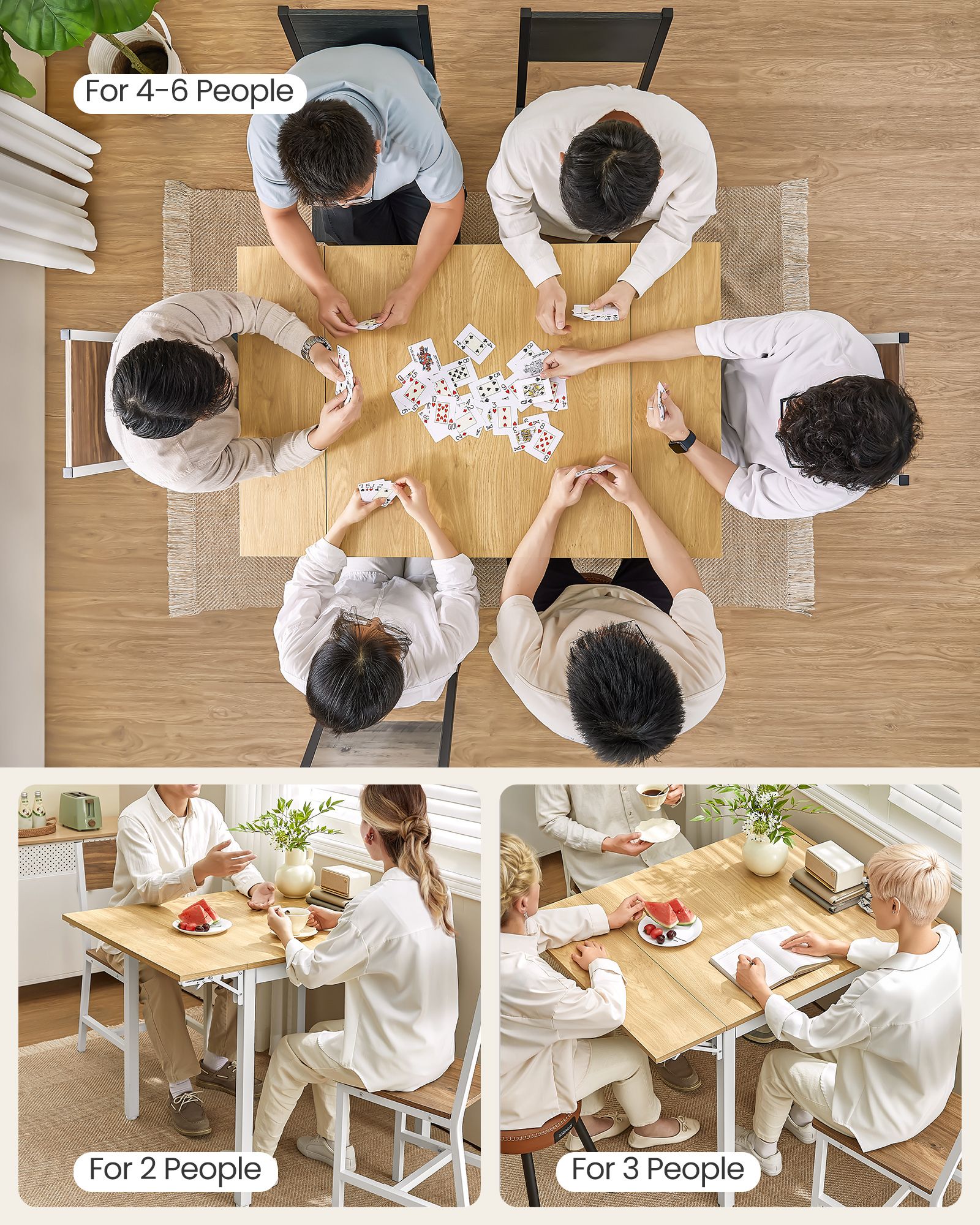 Folding Dining Table - Natural Oak - Extendable for 2-4 People